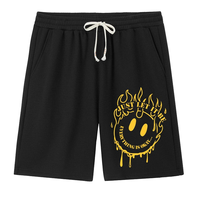 Plus Size Men's Graphic Gym Shorts – Casual Stretch