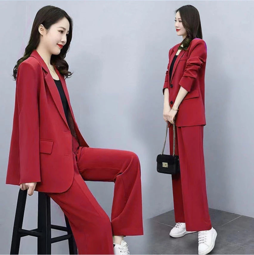 Setique™ – Blazer & Pant Set (2-Piece, Korean Loose Suit for Office & Everyday)