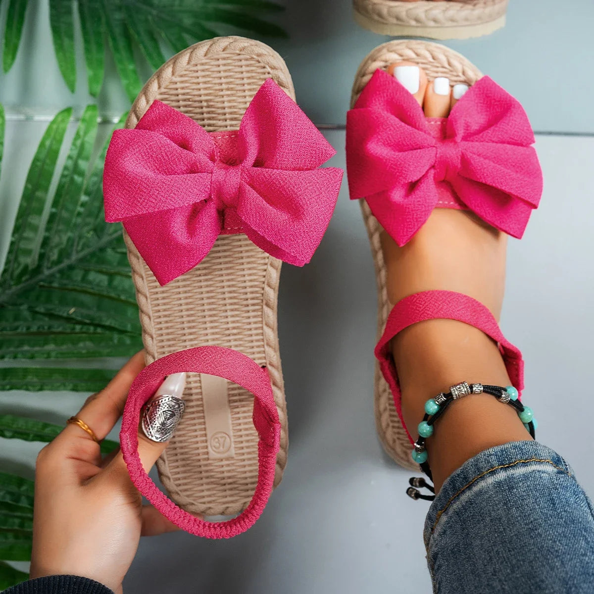 Women Casual Bow Tie Sandals Summer Flats