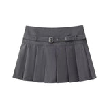 Women's Pleated Belted Skort Shorts