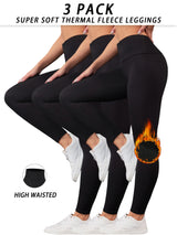 3-Pack Thermal Fleece Women's Leggings – High Waisted Winter Yoga Pants