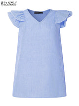 Women Striped Sleeveless V-Neck Top