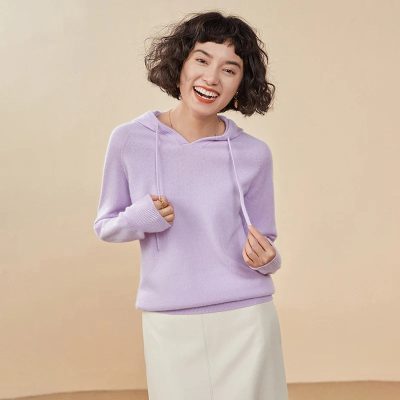 Women's 100% Cashmere Hooded Sweater
