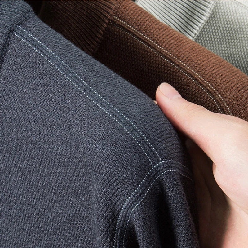 Men Half Zip Velvet Knit Sweater