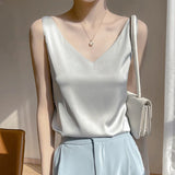 Office Lady V‑Neck Casual Tank Top