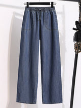 Women Ice Silk Wide Leg Jeans