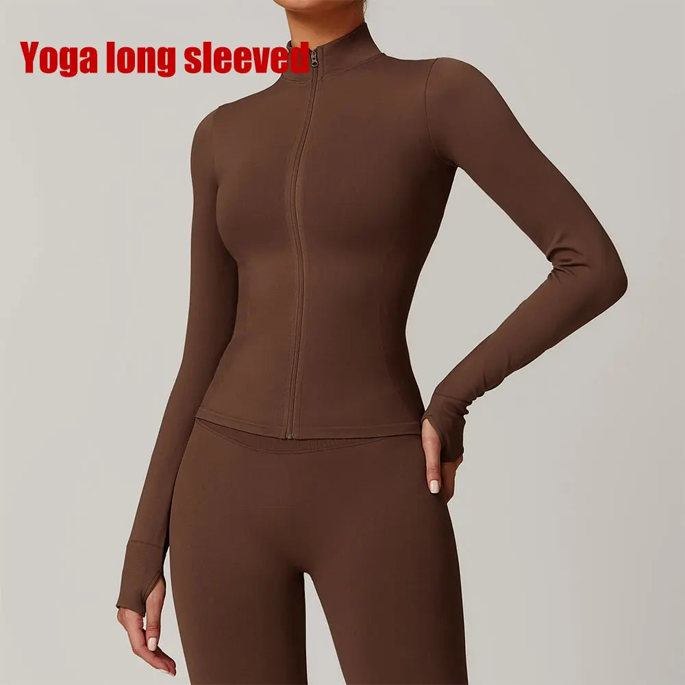 Seamless Women's Long Sleeve Yoga Jacket – Windproof Running Sports Top