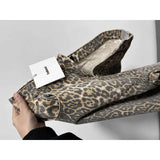 WildFur™ – Leopard Print High Waist Denim Trousers (Statement, Fierce & Urban)