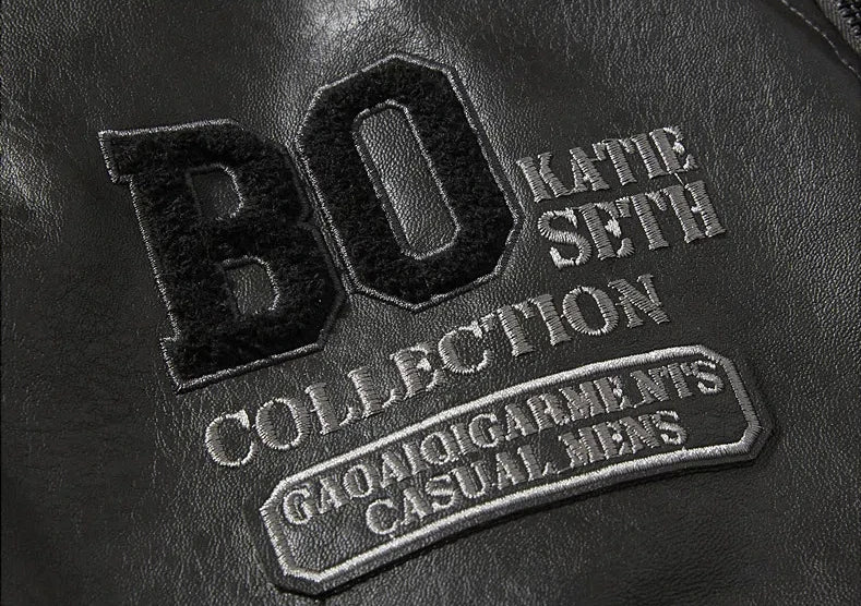 Men's Plus Size PU Motorcycle Suit – Fleece Jacket