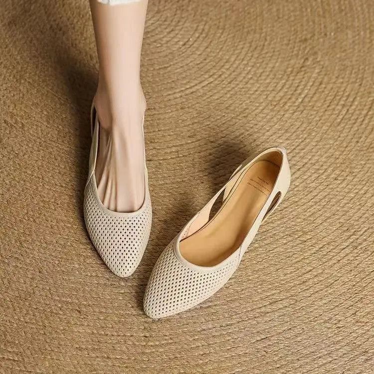 Perforated Pointed Toe Pumps – Breathable & Stylish 2025