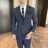 Men Plaid 3-Piece Business Suit
