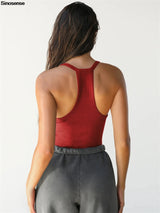 Sexy Deep V‑Neck Ribbed Cami Tank Top