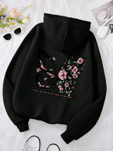 Rose Butterfly Graphic Hoodie