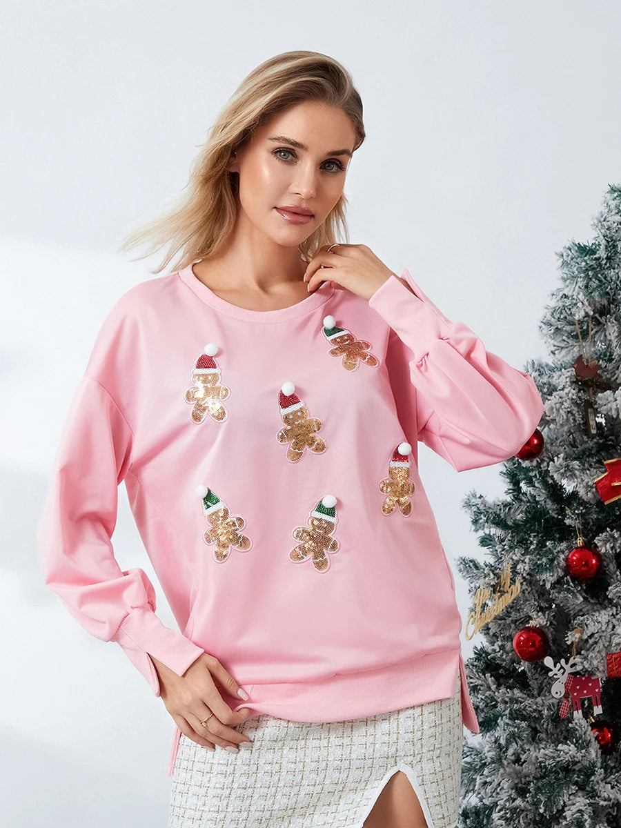 Women's Santa Claus Sequin Sweatshirt