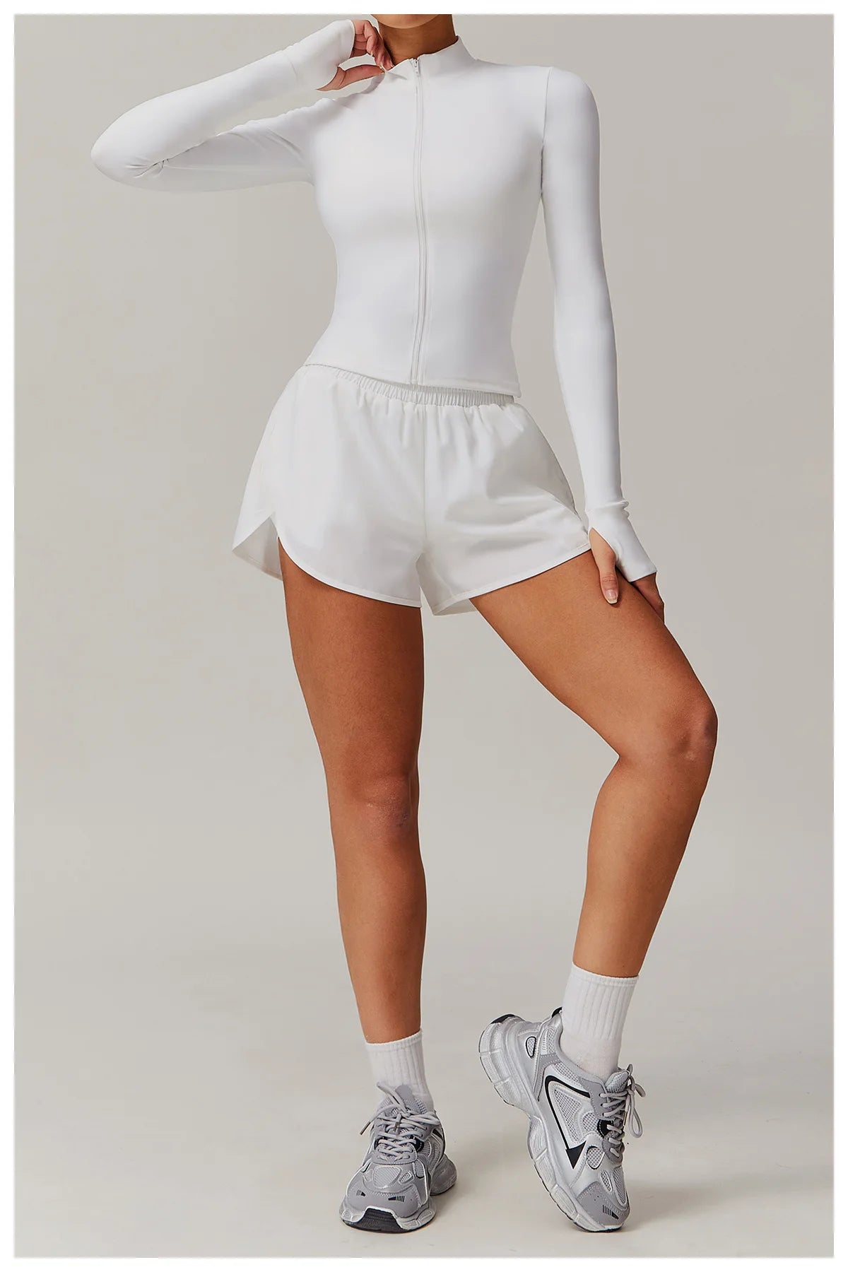 Women's Zip Long Sleeve Yoga Jacket – Slim Fit Gym Training Top