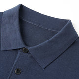 Men Short Sleeve Wool Polo Knit