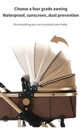 Adjustable baby stroller awning featuring waterproof and sun protection for your child's safety and comfort.