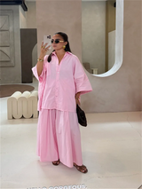 Women Cotton Wide Leg Pant Set