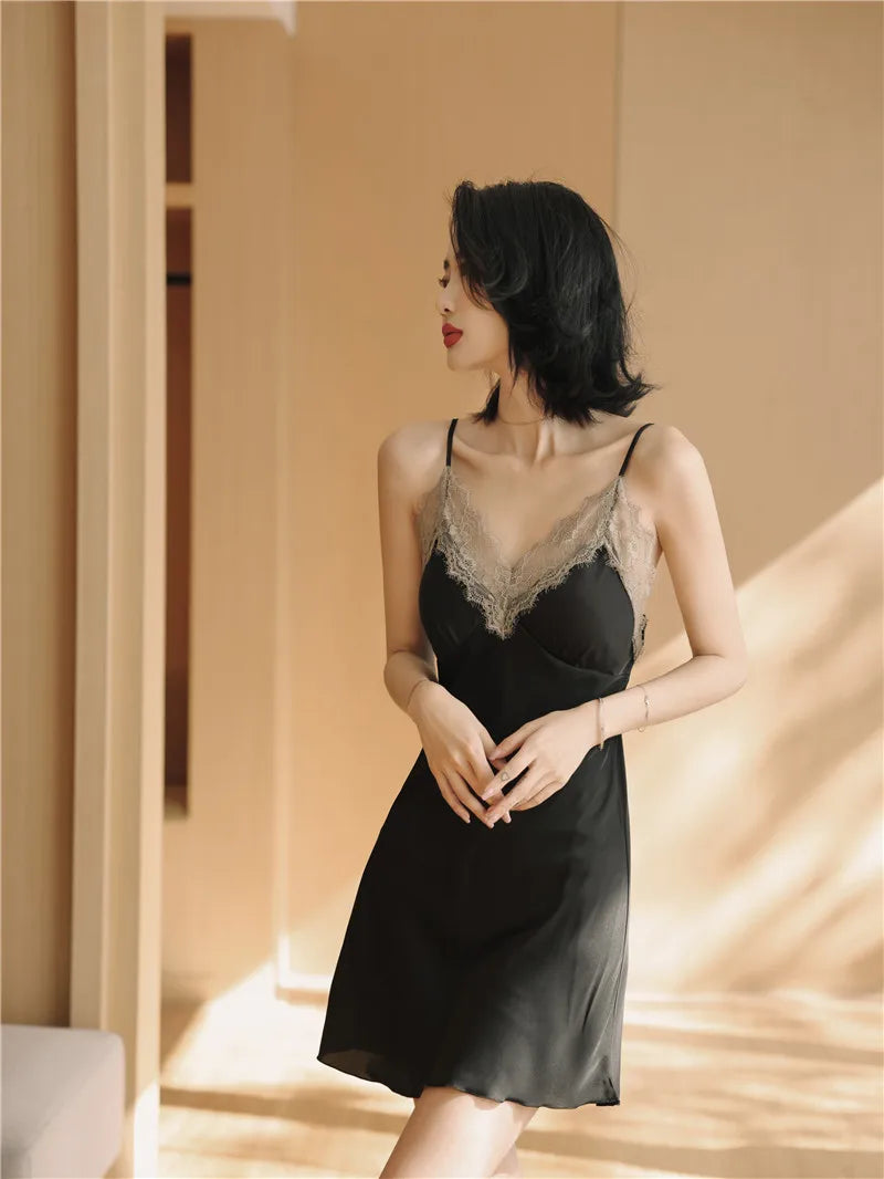 Women Ice Silk Nighty Pajamas