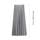 Women Pleated Midi College Skirt