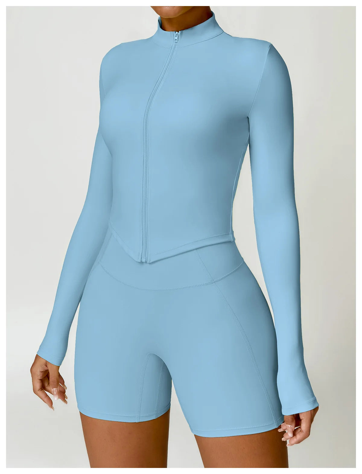 Women's Zip Long Sleeve Yoga Jacket – Gym Push-Up Sportswear Top