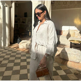 Women Cotton Wide Leg Pant Set