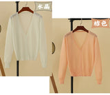 Korean V-Neck Cropped Cardigan Women's Sweater
