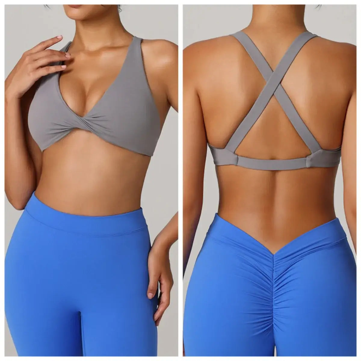 Women Twist Front Cross Back Sports Bra
