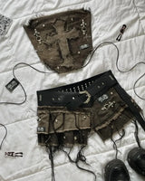 Women Cross Patch Denim Skirt Set