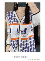 Women's Silk Print Wool Cardigan