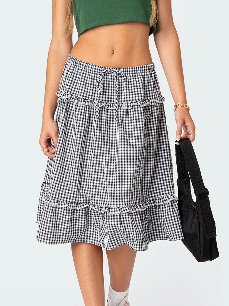 Women Floral Pleated Maxi Skirt