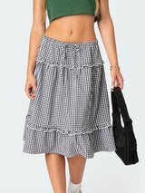 Women Floral Pleated Maxi Skirt