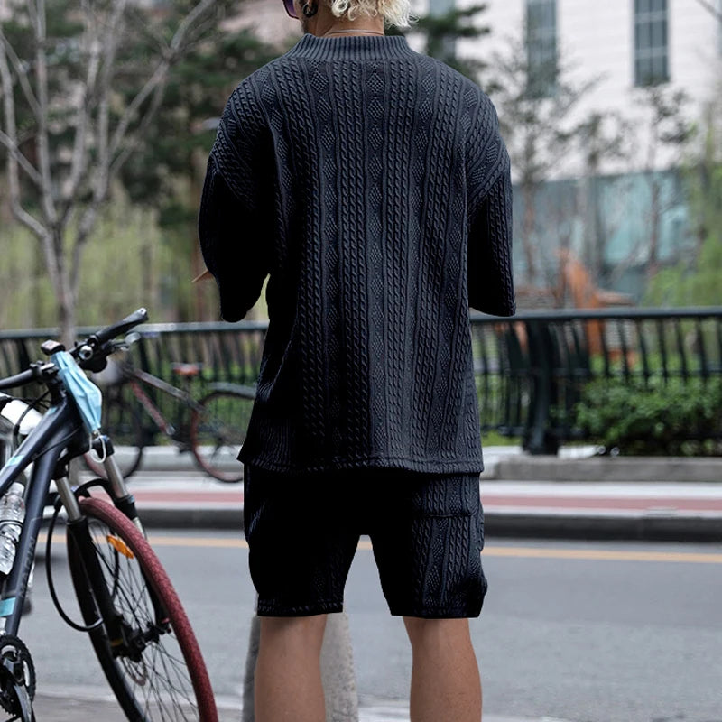 Men Jacquard Shorts Set