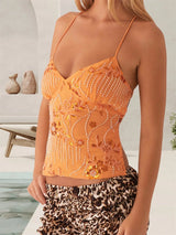 Lace Halter V-Neck Top