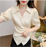 Chiffon V-Neck Short Sleeve Women's Jacket