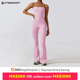 Women Backless Flared Yoga Jumpsuit