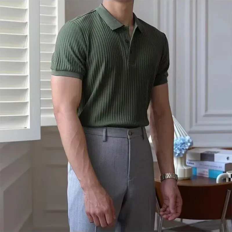 Men Stripe Polo Shirt