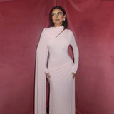 Women Pleated Ribbon Long Dress