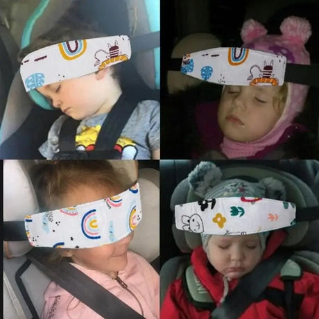 Q81A Kids Travel Neck Guard on children sleeping in car seats, providing comfort and support during travel.