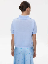 Women's Polo Collar Hollow Knit Sweater