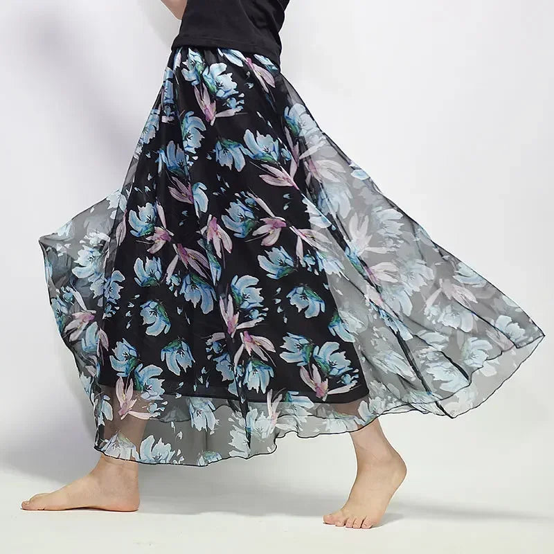 Women Boho Chiffon Long Skirt