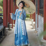 Women’s Hanfu cosplay dress featuring a blue gradient design, perfect for cultural events and festivals.