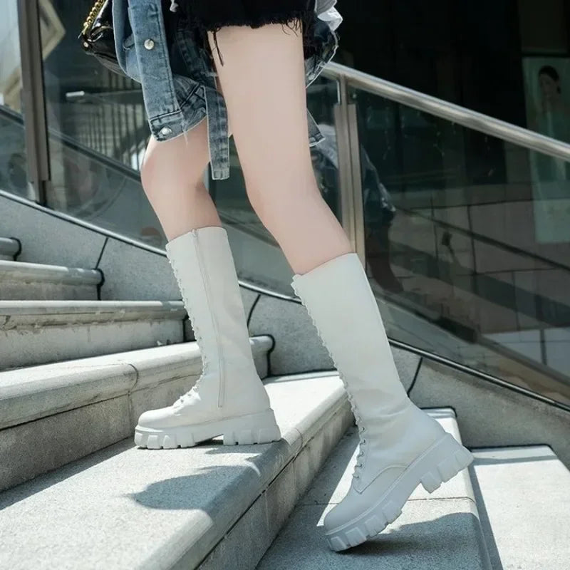 Women Mid Calf Boots Padded Sneakers Punk Style
