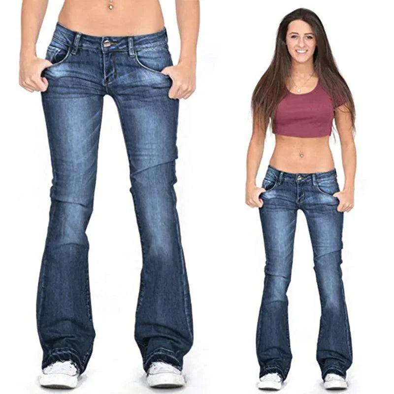 Women Washed Flare Fit Denim Pants