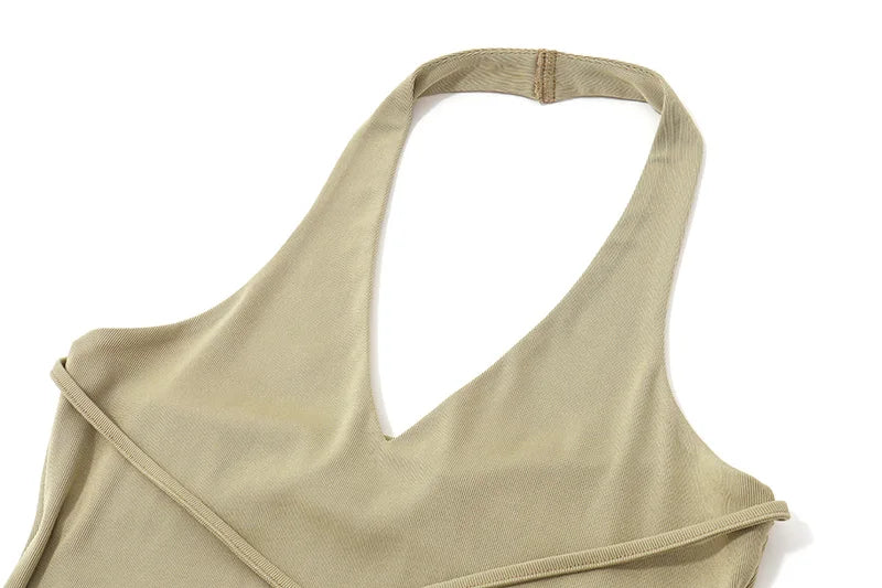 Korean Fashion Backless Halter Crop Tank