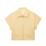 Lapel Zip Wide Leg Pant Set