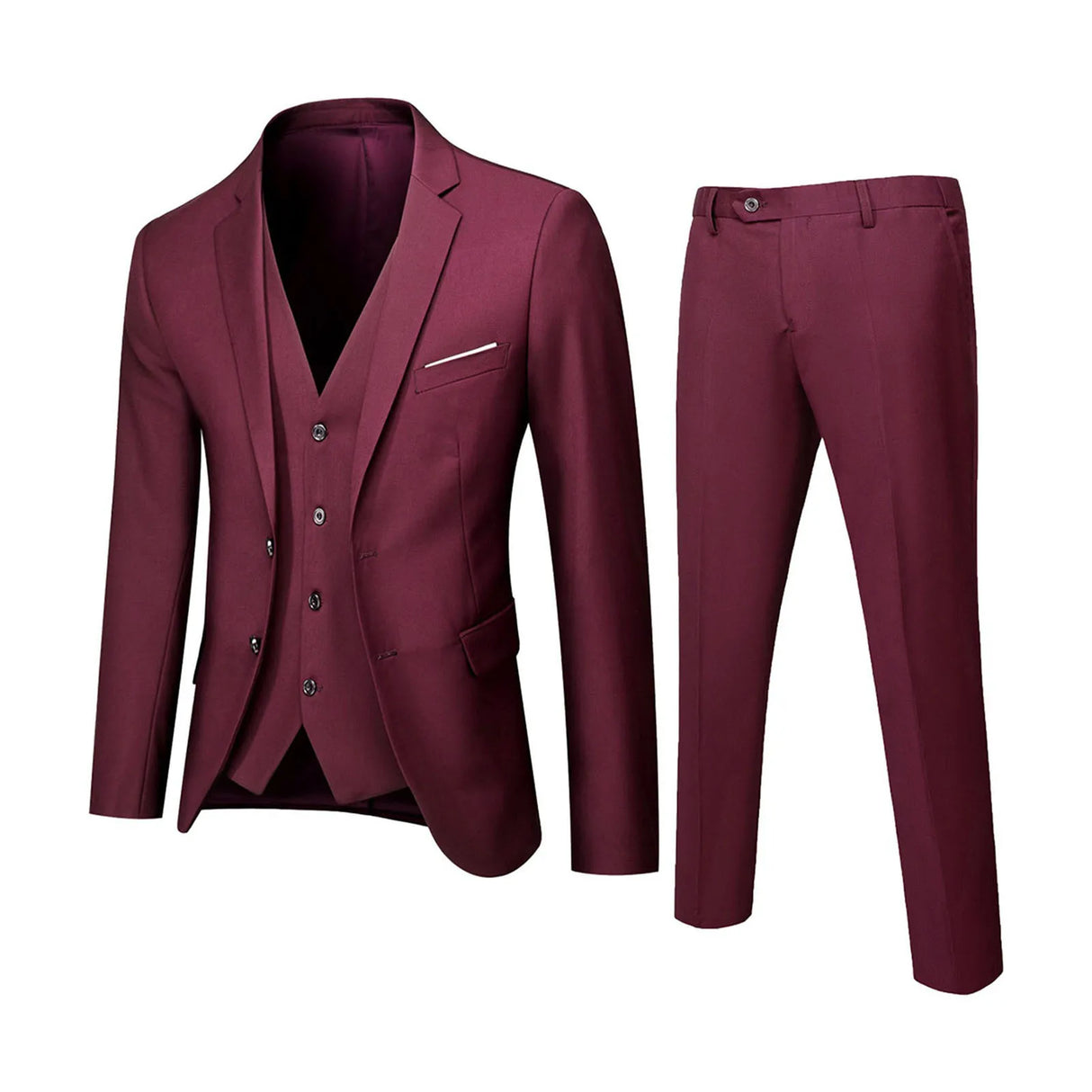 Men Slim Fit 3-Piece Formal Suit