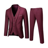 Men Slim Fit 3-Piece Formal Suit