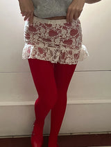 Women Lace Ruffle Mini Skirt