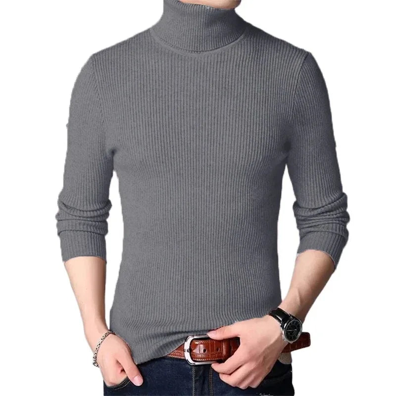 Men's Oversized Striped Turtleneck Sweater